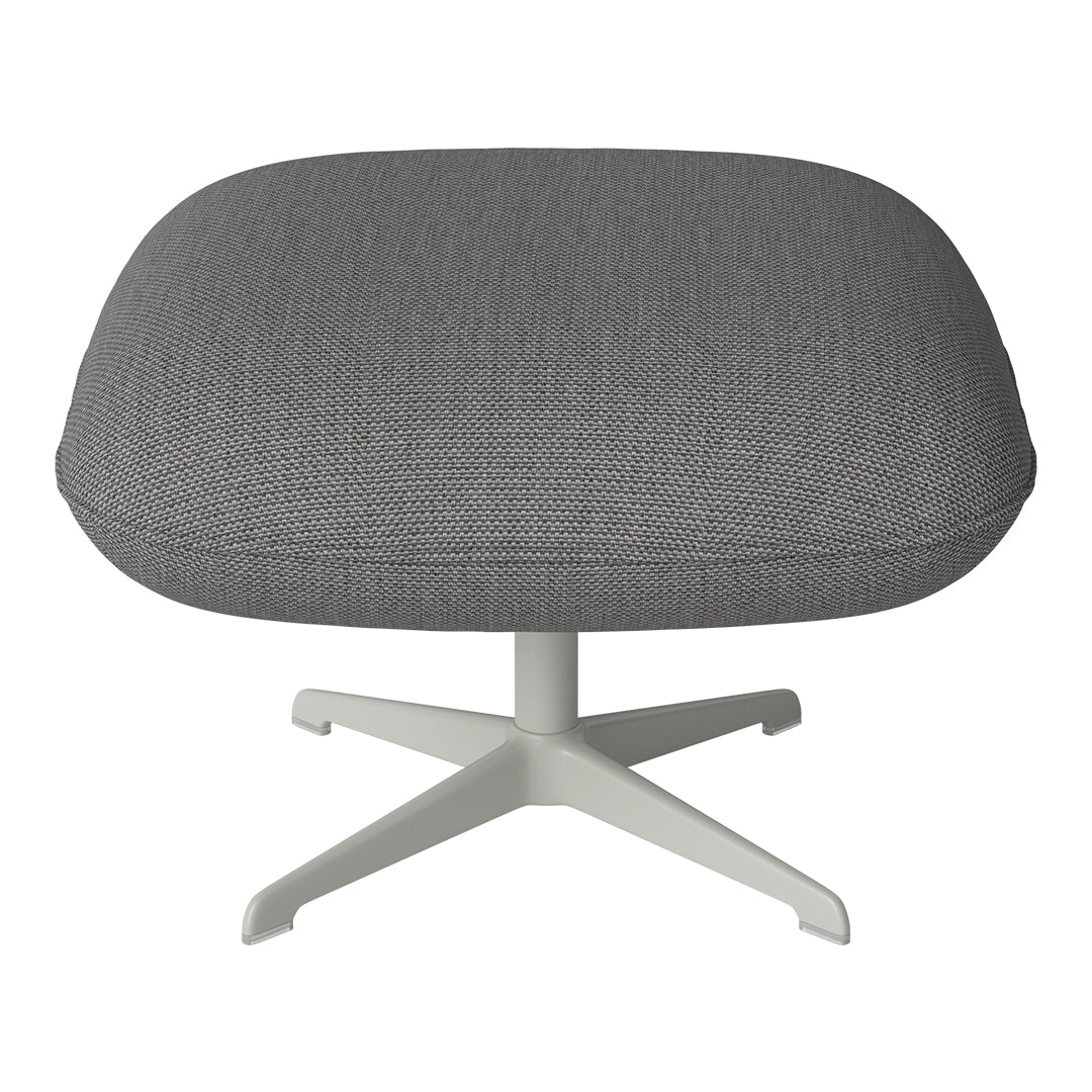 Gray textured upholstery on a contemporary chair with a sleek white base. Perfect for modern aesthetics.