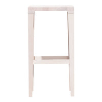 Light wood bar stool with a smooth finish and minimalist design, featuring soft, natural beige tones.