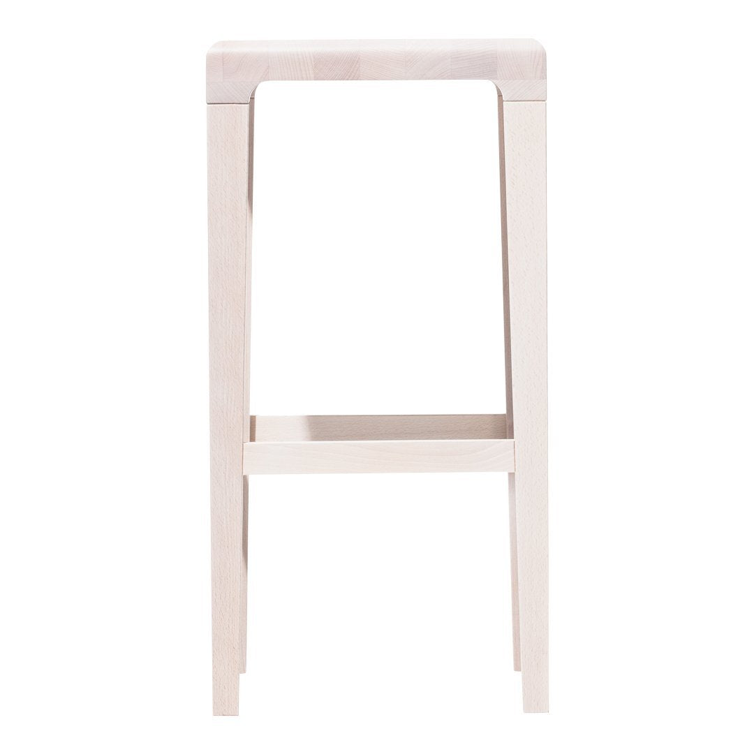 Light wood bar stool with a sleek, minimalist design and natural finish. Perfect for modern decor.