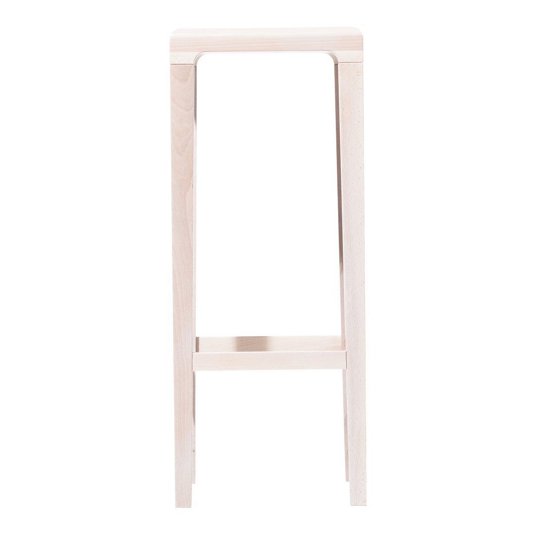 Light wooden bar stool with a smooth, minimalist design and natural finish. Perfect for modern decor.