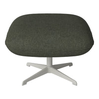 Gray textured ottoman with a soft, rounded top and a white star base pattern. Ideal for modern decor.