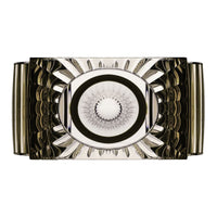 Elegant silver and black rectangular tray with intricate geometric patterns and a central circular design.
