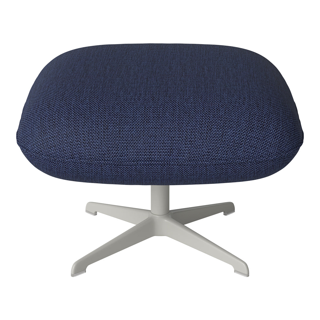 Navy blue upholstered chair featuring a textured weave pattern with a sleek white base. Ideal for modern decor.