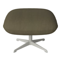 Olive green ribbed upholstery over a sleek white base, offering a modern and stylish seating option.