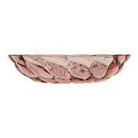 Rose gold decorative bowl with a swirling marbled pattern, showcasing a blend of soft pink and metallic hues.