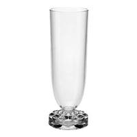 Clear glass flute with a textured crystal pedestal base, showcasing a minimalist design and elegant shine.