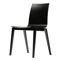 Black minimalist chair with smooth, sleek lines and a contemporary design, perfect for modern interiors.