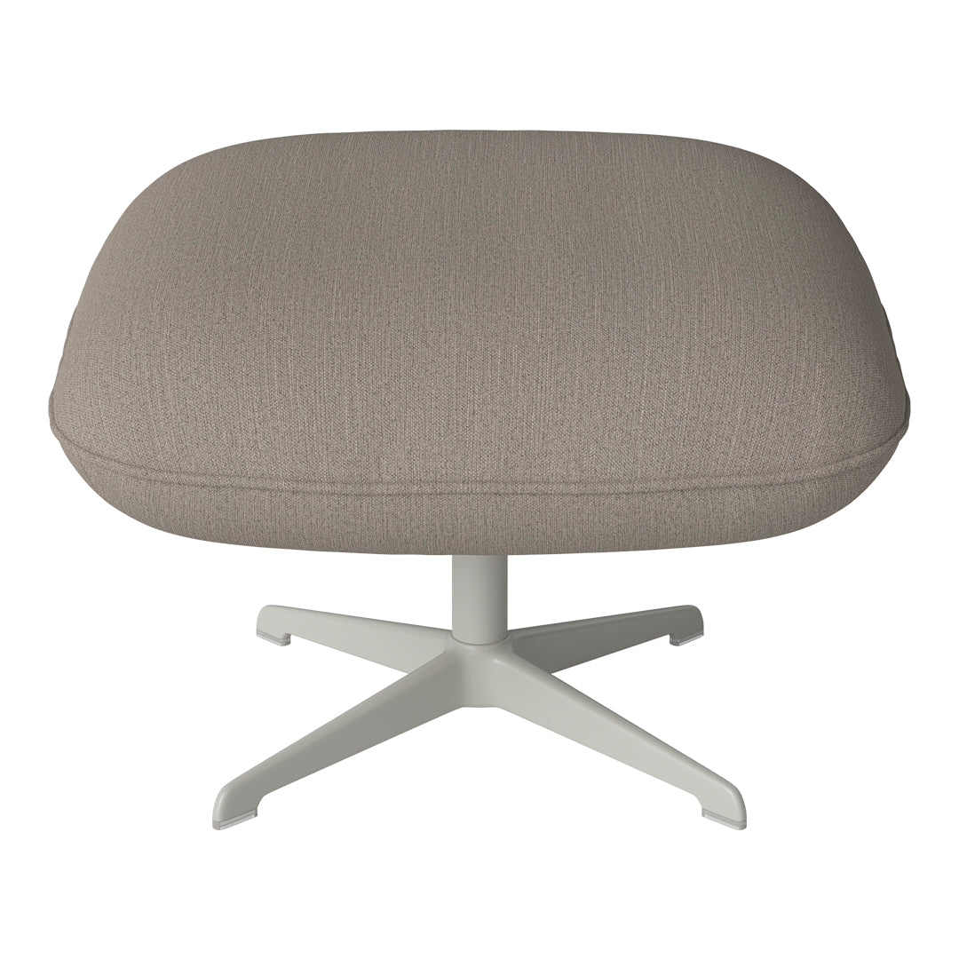Soft taupe fabric with subtle texture, paired with a sleek white base for a modern look. Perfect for any decor.