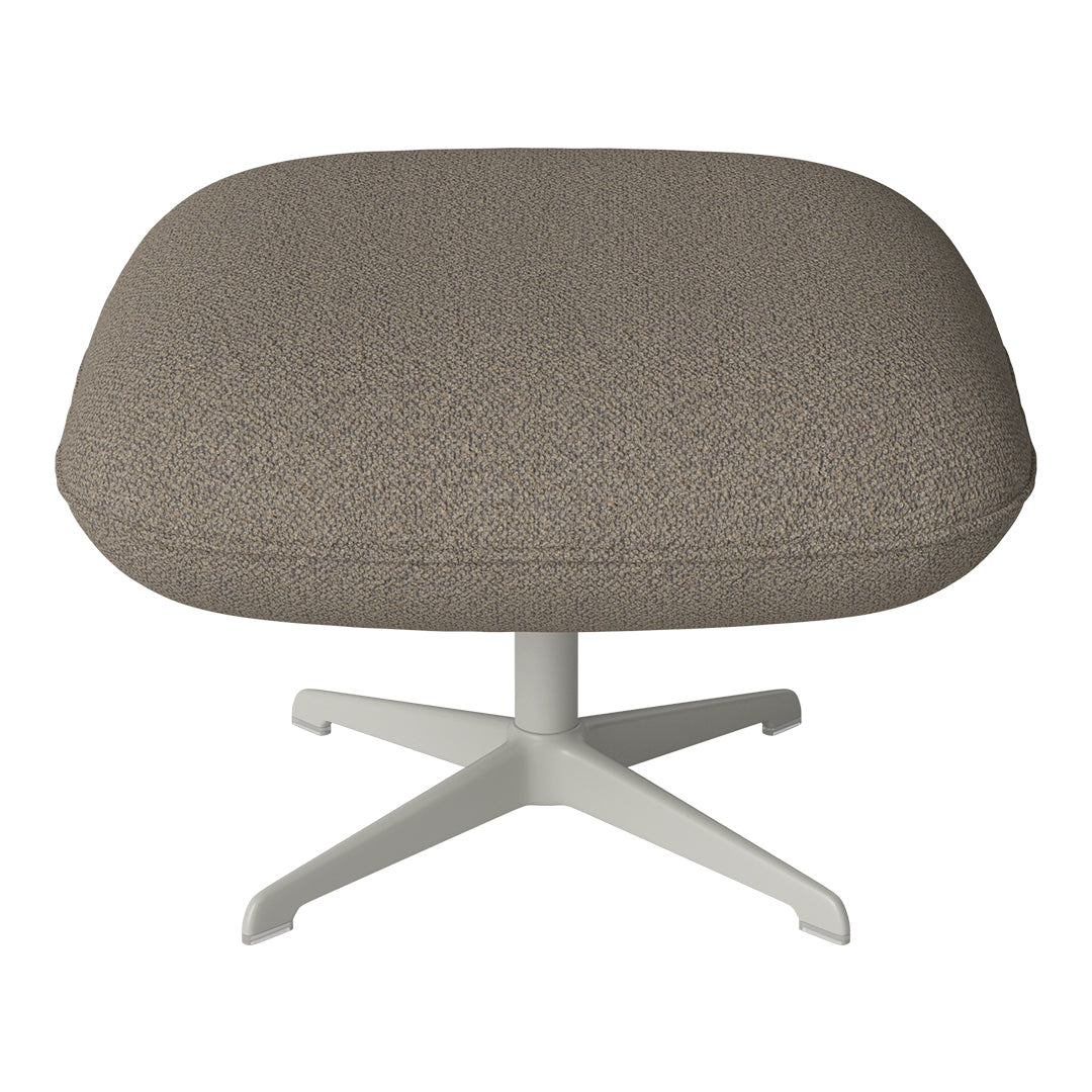 Gray textured upholstery on a padded chair seat with a minimalist white base. Modern style for any decor.