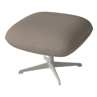 Brown textured fabric pouf with a light gray base in a minimalist design. Perfect for modern interiors.