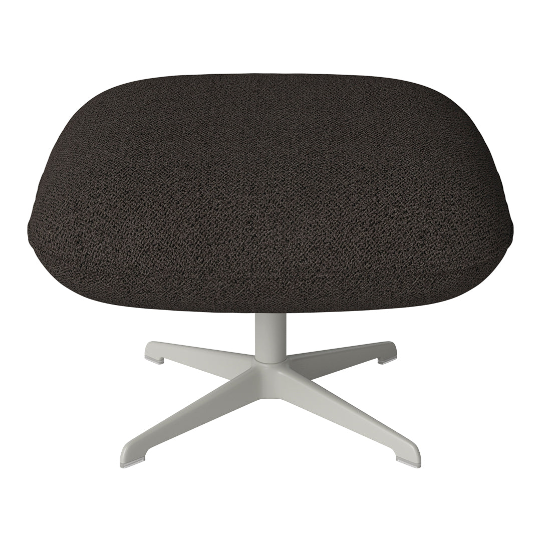 Stylish brown upholstered footrest with a textured pattern and sleek white base. Perfect for modern decor.