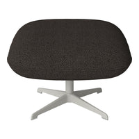 Stylish brown upholstered footrest with a textured pattern and sleek white base. Perfect for modern decor.