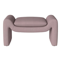 Soft pink bench with subtle ribbed texture and rounded edges, perfect for modern decor.