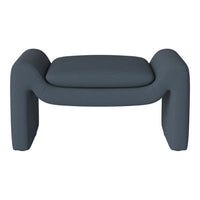 Stylish blue ottoman with a textured pattern, showcasing modern design and clean lines. Perfect for contemporary decor.