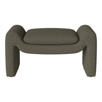 Olive green textured ottoman with soft, rounded edges and a minimalist design, perfect for modern interiors.