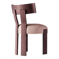 Wooden chair with a dark brown finish and a soft beige upholstered seat for stylish interior decor.