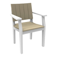 Beige slatted seat and backrest with white wooden frame. Minimalist design for indoor or outdoor use.