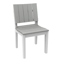 Gray slatted chair with a minimalist design, featuring a sleek, modern aesthetic for versatile decor.