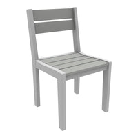 Gray wooden chair with a slatted seat and backrest, featuring a minimalist design and smooth finish.