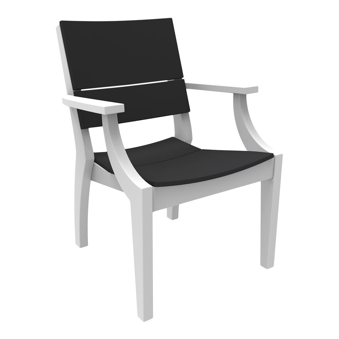Black and white modern armchair featuring a sleek design with contrasting colors and smooth lines.