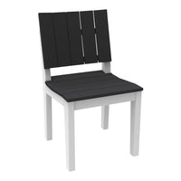 Stylish black slatted chair with a contrasting white frame, perfect for modern home décor.