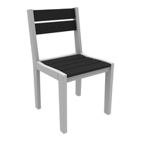 Black slatted seat and backrest with a sleek gray frame, modern design perfect for contemporary decor.