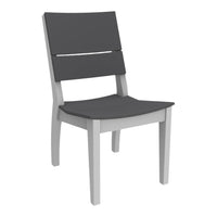Gray wooden chair with a sleek, modern design featuring a two-tone gray color scheme and a minimalist pattern.