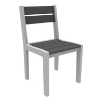 Gray and black wooden chair with slatted seat and backrest, featuring a minimalist design. Ideal for modern decor.