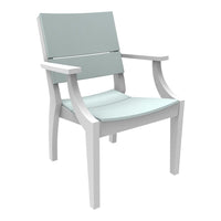 Light blue and white modern outdoor chair with a sleek design and minimalistic pattern. Perfect for patio decor.