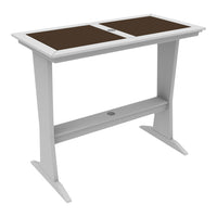 White table with a sleek design featuring two brown patterned tops. Perfect for modern spaces.