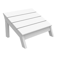 White wooden footrest with sleek slatted design, perfect for modern outdoor settings.