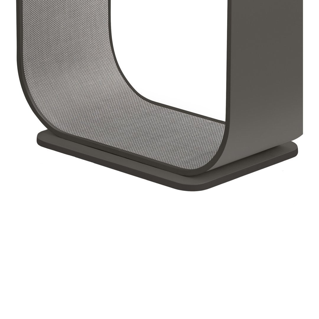 Sleek dark gray curved metal base with a smooth matte finish, perfect for modern decor.