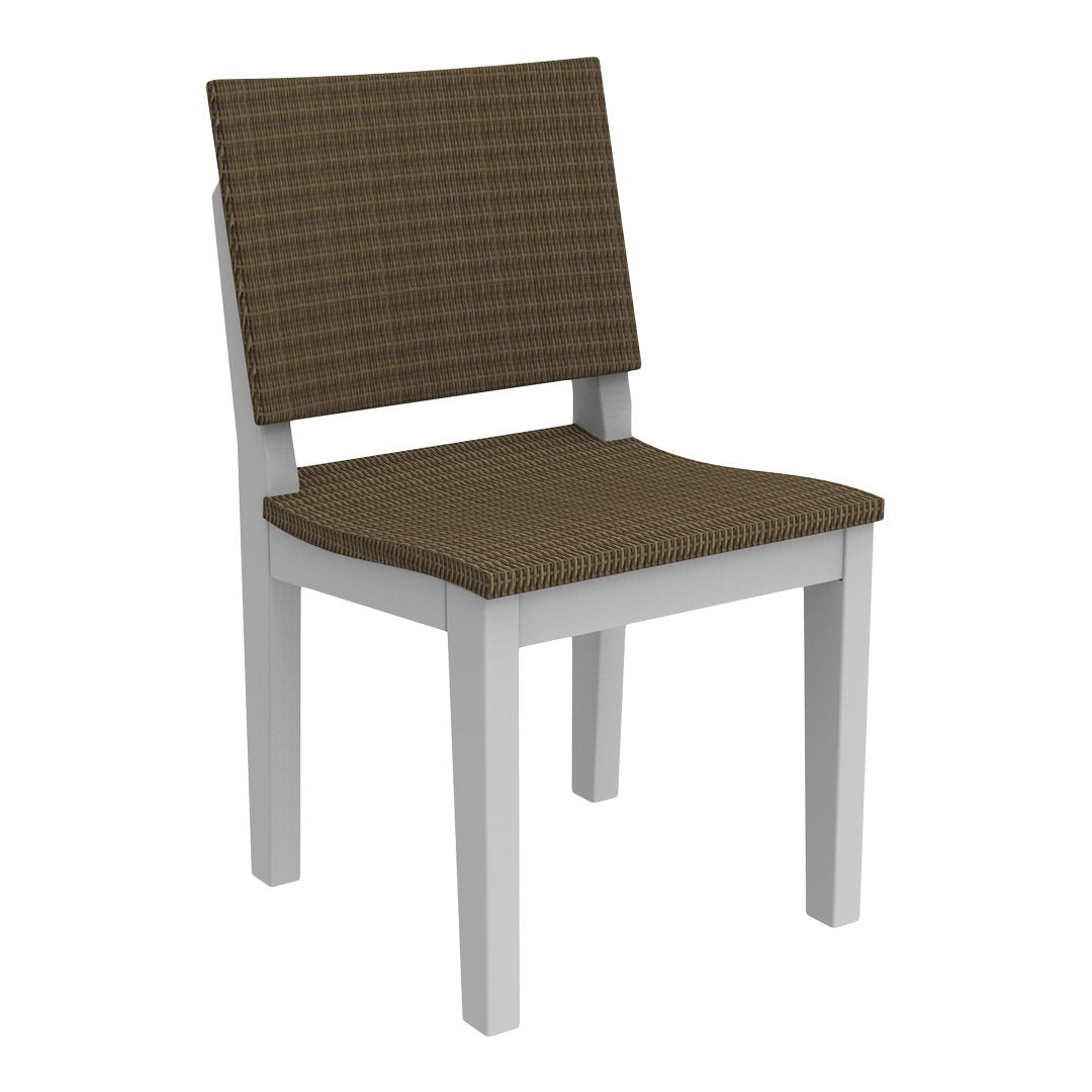 Brown checkered patterned chair with a white frame, adding a stylish touch to any space.