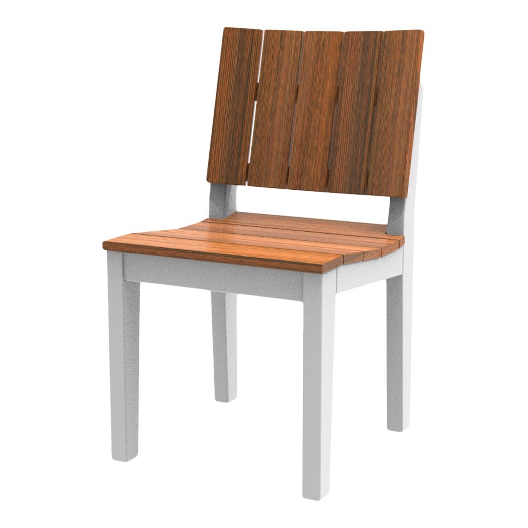 Brown wooden seat and backrest with a light gray frame, featuring a sleek, modern design. Perfect for contemporary spaces.