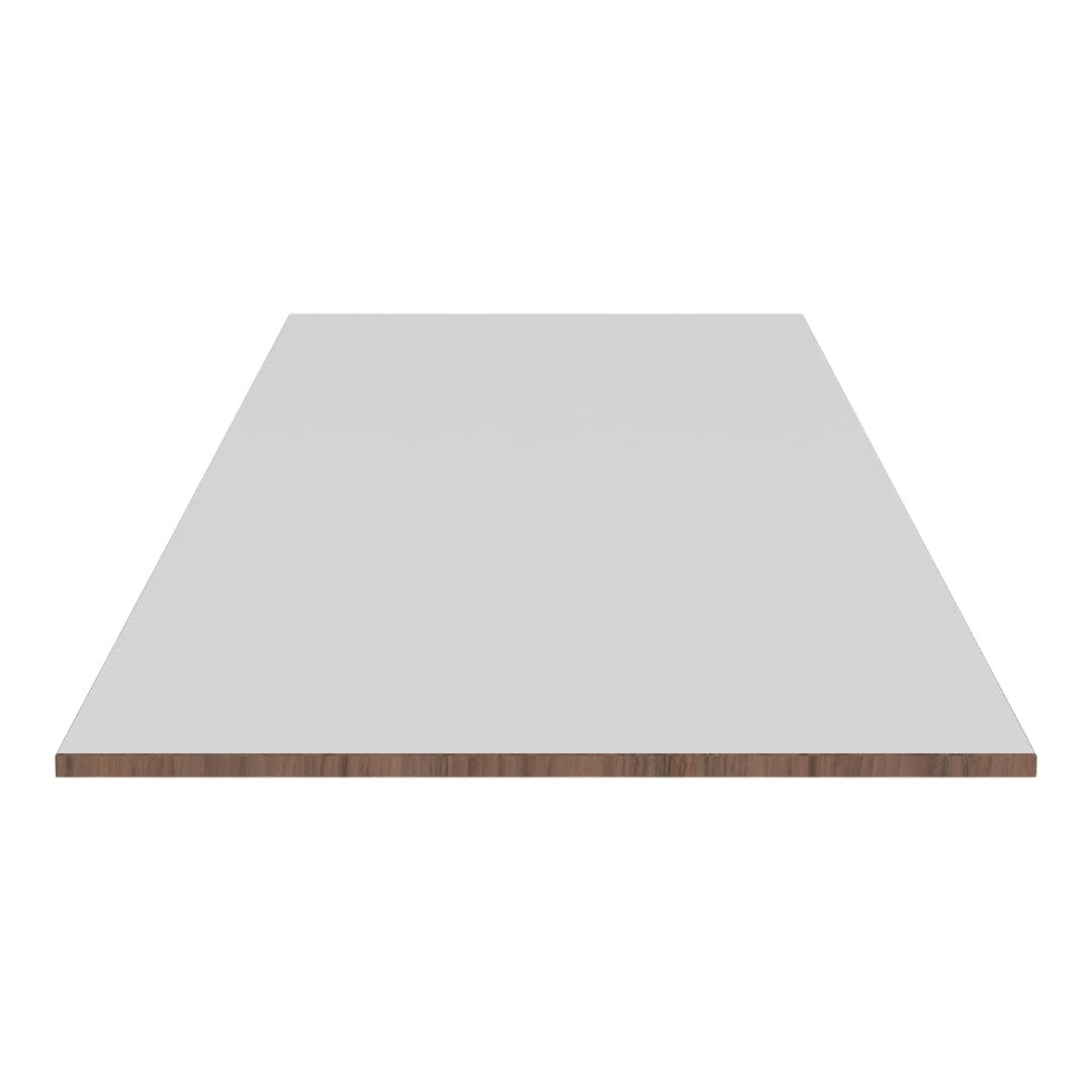 White surface with a smooth finish, showcasing a natural wood grain edge for a modern design. Perfect for versatile decor.