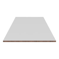 White surface with a smooth finish, showcasing a natural wood grain edge for a modern design. Perfect for versatile decor.