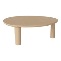 Light wood round coffee table with a smooth surface and simple, minimalist design. Perfect for modern interiors.