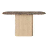Light wood base with a dark, marbled top pattern; modern design for stylish interiors.