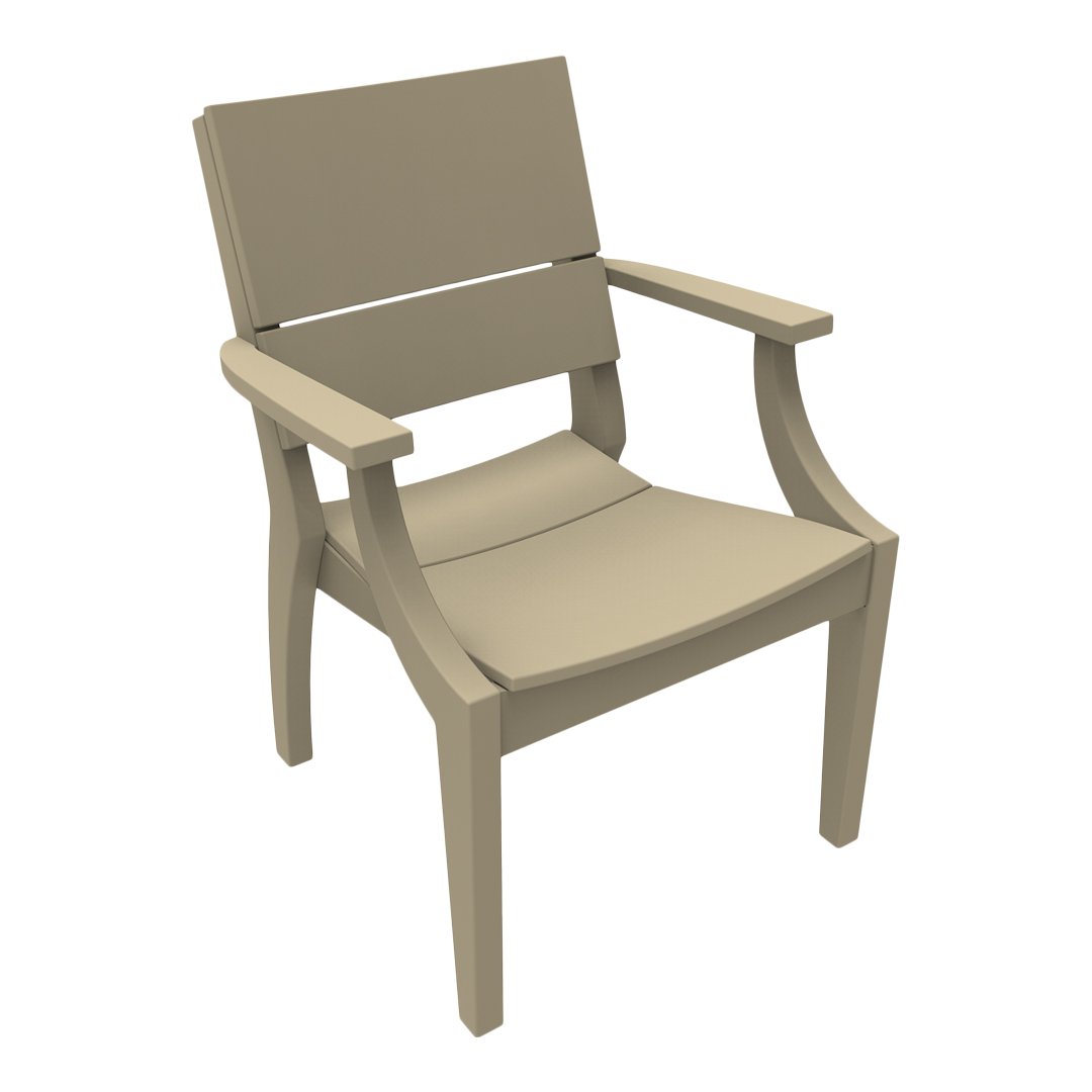 Beige outdoor chair with simple, clean lines and a modern design, perfect for patio or garden use. 