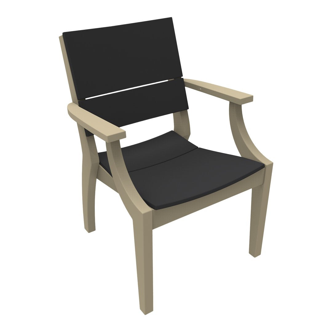 Black outdoor chair with beige frame, featuring a sleek, modern design and clean lines for a contemporary look.