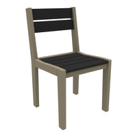 Black slatted seat and backrest with a contrasting beige frame, modern design for outdoor or indoor use.