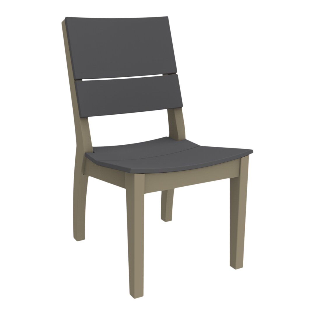 Gray wooden chair with a sleek, minimalist design and a smooth, matte finish. Perfect for modern decor.