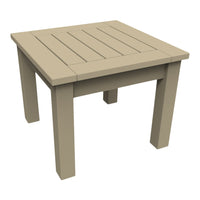 Light beige square table with a slatted top design and sturdy legs, perfect for outdoor or indoor use.