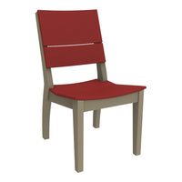 Red and gray wooden chair with a modern design featuring minimalist lines and a sleek finish. Perfect for contemporary decor.