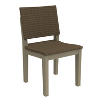 Brown plaid patterned seat and back on a light beige wooden chair. Simple design for modern decor.