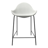 Minimalist white chair with smooth curves and sleek black metal legs, offering a modern aesthetic.