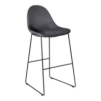 Stylish black bar stool with a sleek matte finish and minimalist wire base, perfect for modern interiors.