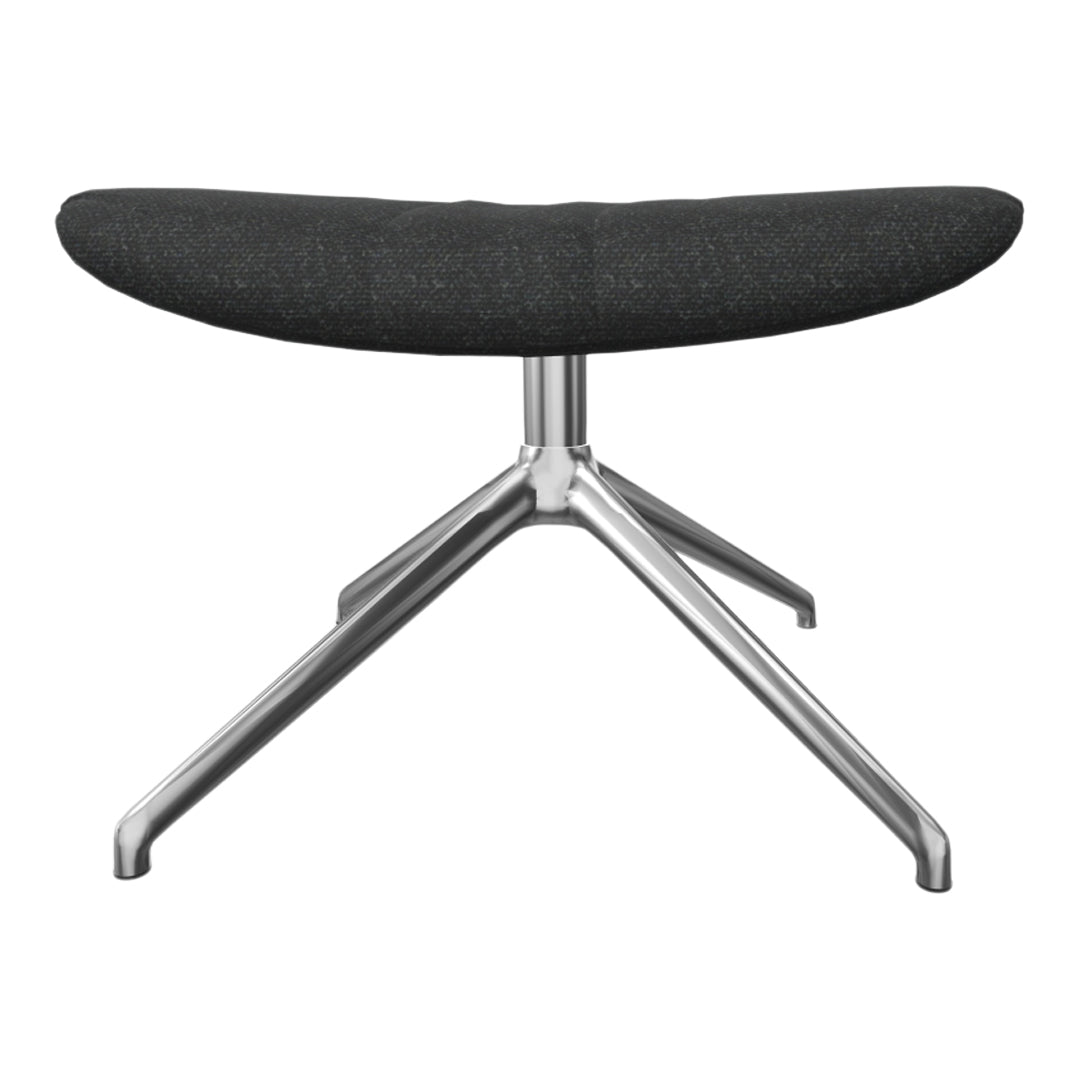 Black textured upholstery with a sleek silver metal base, featuring a modern ergonomic design.