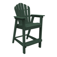 Dark green Adirondack high chair with a classic slatted design, perfect for outdoor seating.