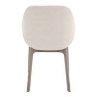 Cream textured fabric chair with light gray legs, featuring a subtle honeycomb pattern for a modern look.
